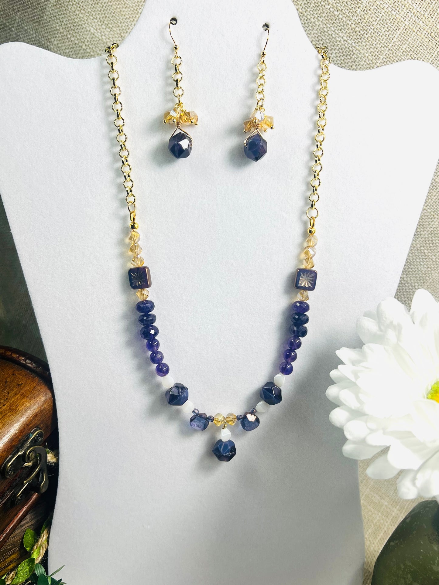 Amethyst Necklace and Earrings Set