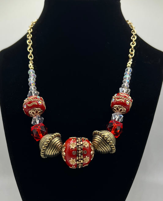 Red Multi Media Mix Necklace