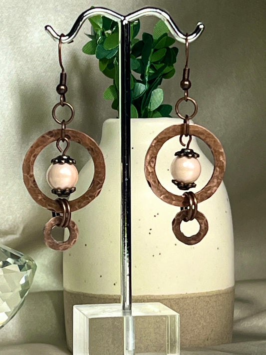 Pearl and Copper Earrings