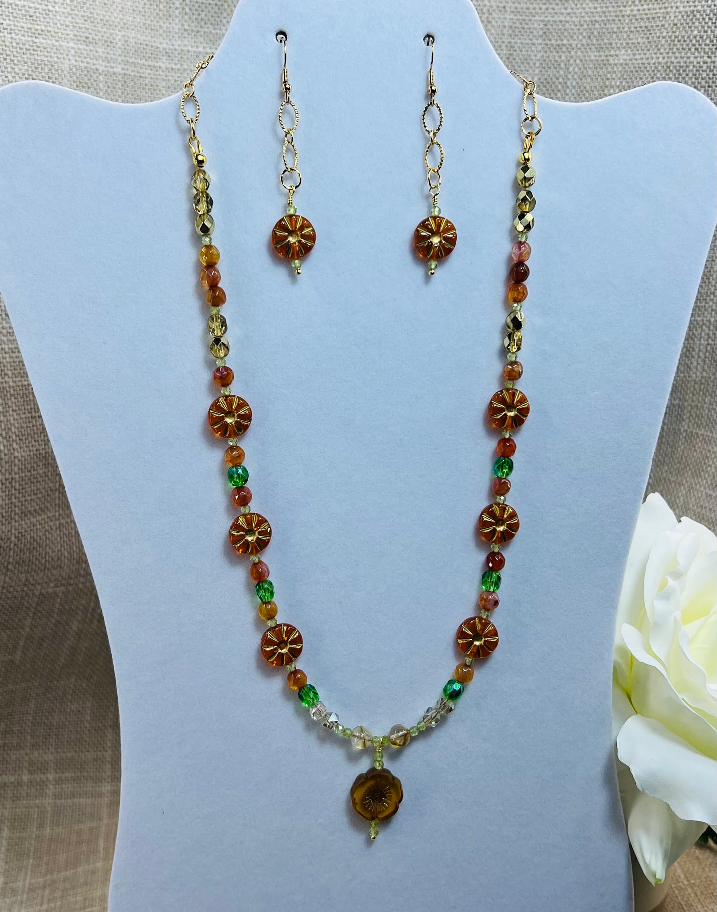 Czech Necklace and Earrings Set