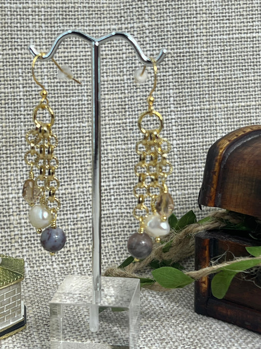 Gemstone, Pearl, Crystal Earrings