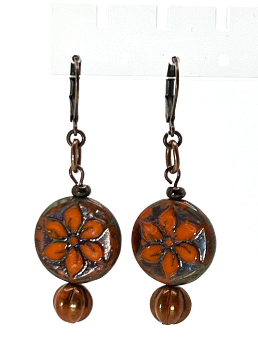 Czech Glass Flower Earrings