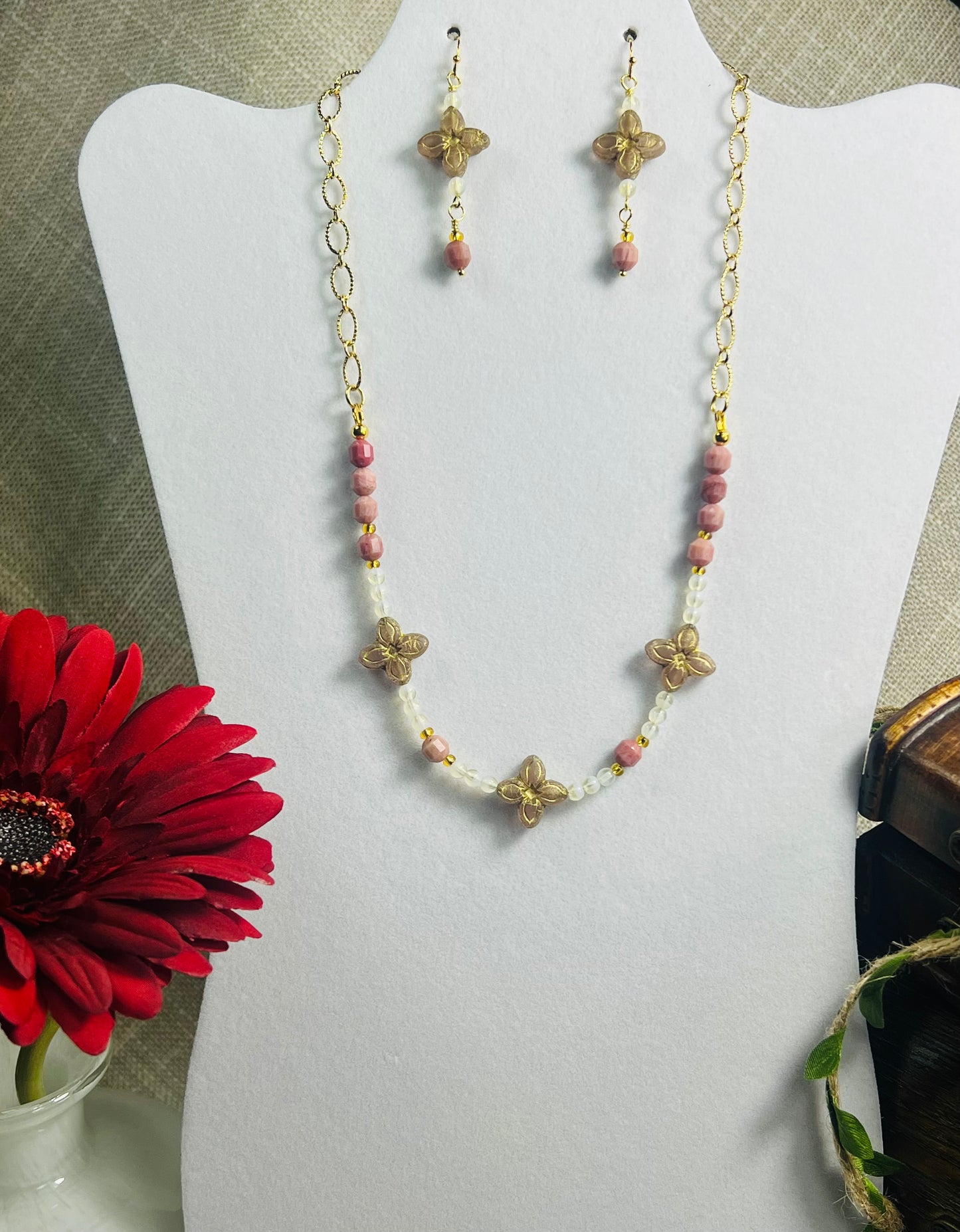 Rhodonite Necklace Set