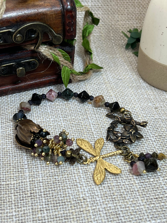 Tourmaline and Dragonfly Bracelet