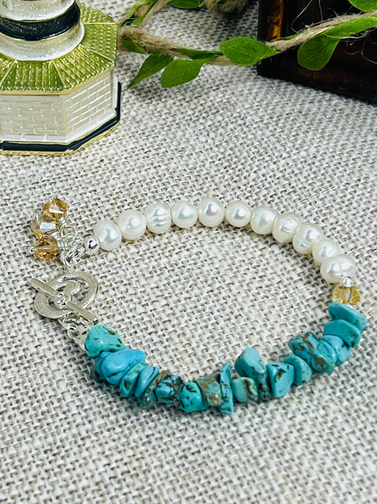 Turquoise and Pearl Bracelet