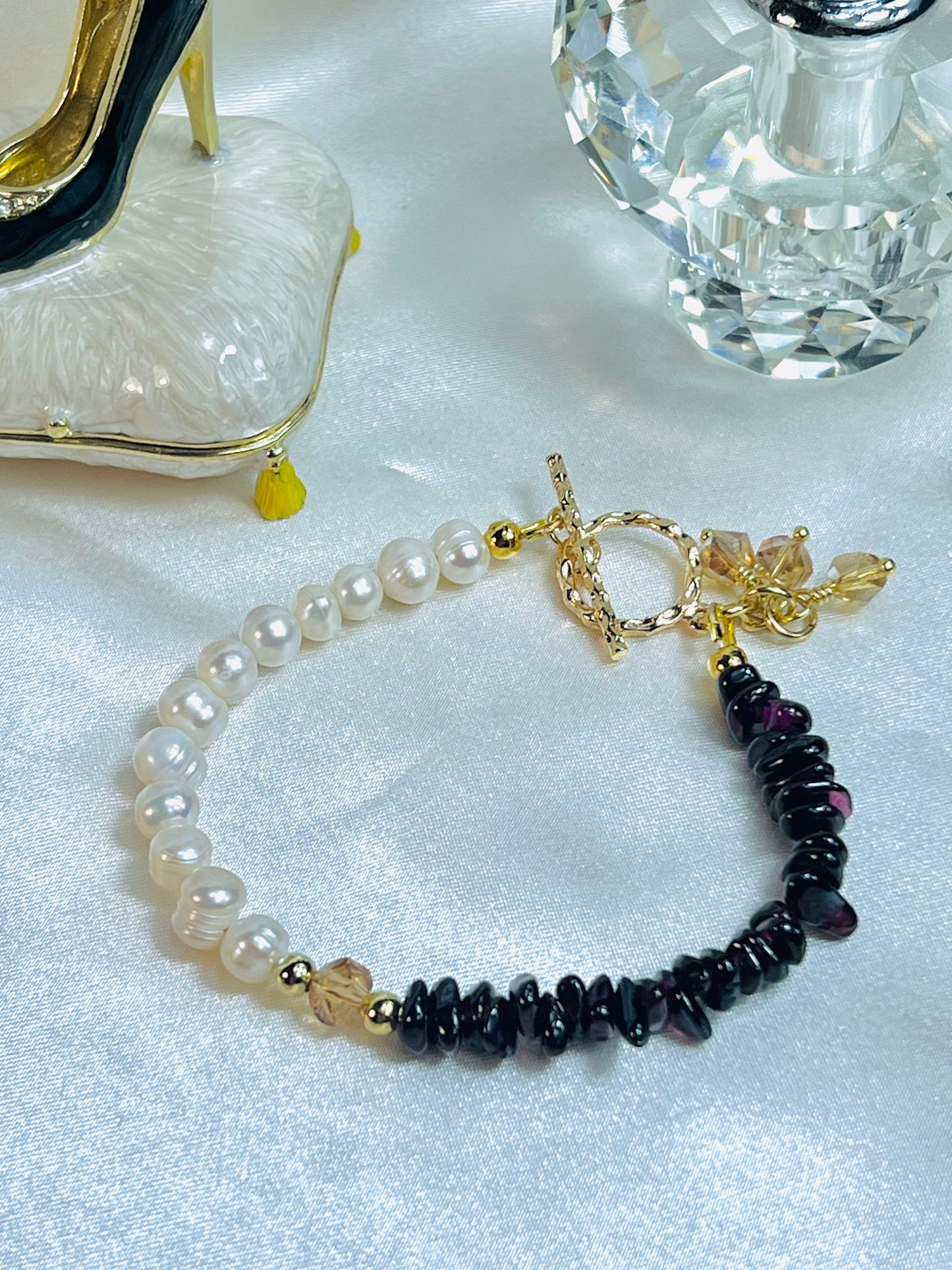 Garnet and Pearl Bracelet